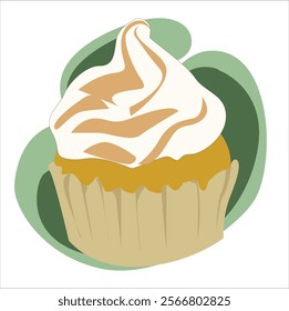 Cupcake vanilla. Vector illustration cupcake