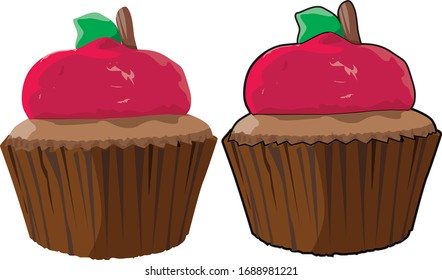 Cupcake vector art for package design, poster and menu