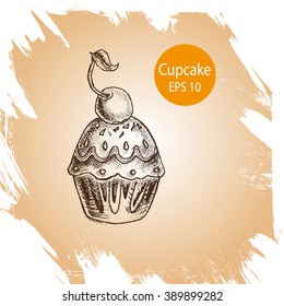 Cupcake.
Vector backgrounds - sketch cake.