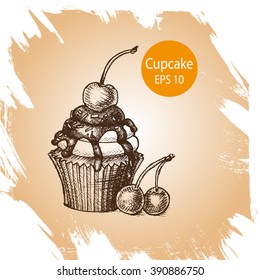 Cupcake.
Vector backgrounds - sketch cake.
