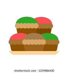 Cupcake vector, Chirstmas menu flat design icon 