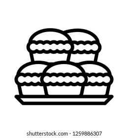 Cupcake vector, Chirstmas menu line design icon, editable outline 