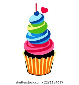 Cupcake vector clip art on white background 