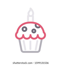 cupcake vector color line icon 