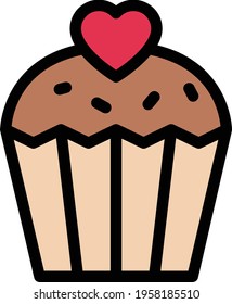cupcake vector color line icon