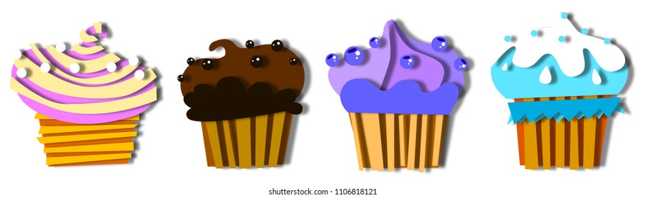 Cupcake Vector Design Illustration Paper cut