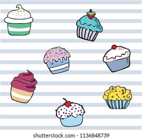 cupcake vector drawn illustration