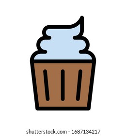 cupcake vector flat color icon 