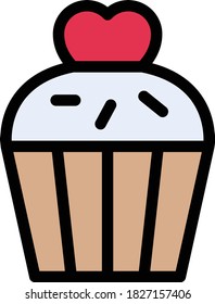 cupcake vector flat color icon 