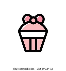 cupcake vector flat color icon