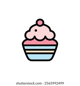 cupcake vector flat color icon