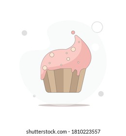 cupcake vector flat illustration on white
