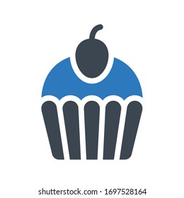 cupcake vector glyph color icon 
