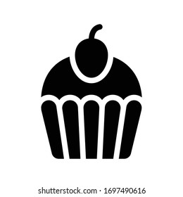 cupcake vector glyph flat icon 