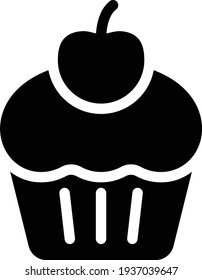 cupcake vector glyph flat icon