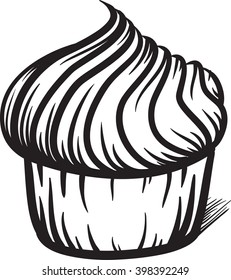 Cupcake vector hand drawn illustration colorful
