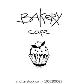 Cupcake vector hand drawn and hand lettering