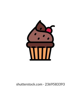 cupcake vector icon. bakery icon filled line style. perfect use for logo, presentation, website, and more. simple modern icon design color line style