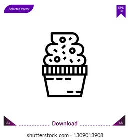 Cupcake vector icon. Best modern, simple, isolated, flat icon for website design or mobile applications, UI / UX design vector format.