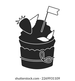 Icono vectorial de pastel. Icono vector negro aislado en quequitos de fondo blanco.