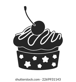 Cupcake vector icon. Black vector icon isolated on white background cupcake.