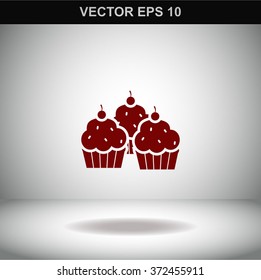 Cupcake vector icon. Candy bar objects