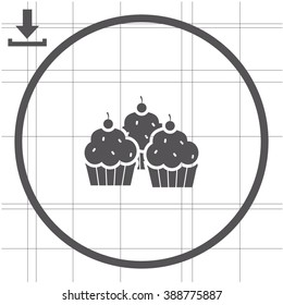 Cupcake vector icon. Candy bar objects