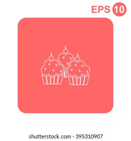 Cupcake vector icon. Candy bar objects
