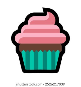 Cupcake vector icon. Cucpcake food emoji emoticon flat illustration isolated on white background