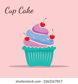 Icono del vector del pastel ilustración plana, imagen de clip de cupcake