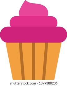 CupCake Vector Icon in Flat Style. A cupcake is a small cake designed to serve one person, which may be baked in a small thin paper or aluminum cup. Vector illustration for app,  Website, Game