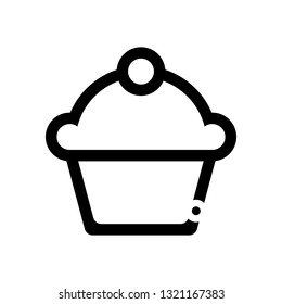 cupcake vector icon on white background. Small cake designed to serve one person.