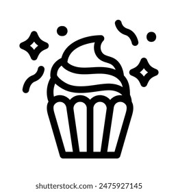 Cupcake vector icon on white background. Birthday dessert