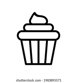 CupCake Vector Icon in Outline Style. A cupcake is a small cake designed to serve one person, which may be baked in a small thin paper or aluminum cup. Vector illustration for app,  Website, or Game