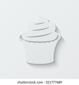 cupcake vector icon - paper illustration