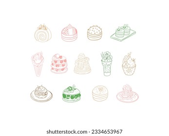 Cupcake vector icon set. Pastry illustration sign collection