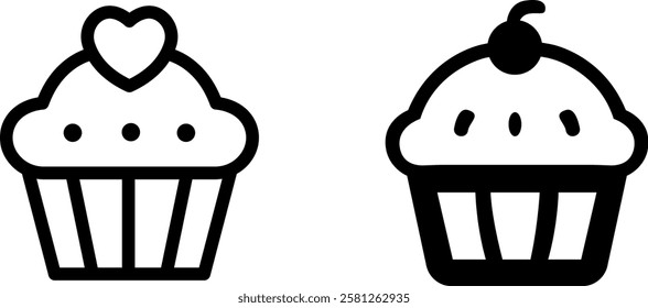 Cupcake Vector Icon Set – Sweet and Delightful Dessert Icons