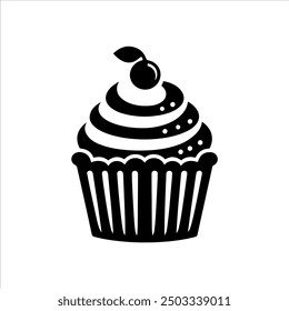 Cupcake vector icon silhouette vector illustration design on white background.