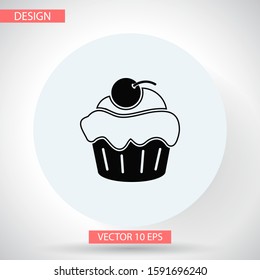 Cupcake vector icon. Two-tone version of cupcake vector icon on white and black background. vector icon Small cake designed to serve one person vector icon .