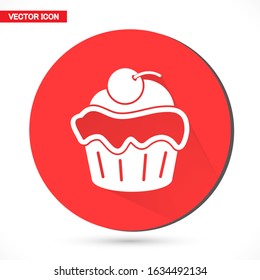 Cupcake vector icon. Two-tone version of cupcake vector icon on white and black background. vector icon Small cake designed to serve one person vector icon .