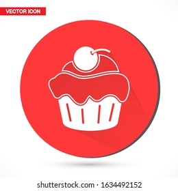 Cupcake vector icon. Two-tone version of cupcake vector icon on white and black background. vector icon Small cake designed to serve one person vector icon .