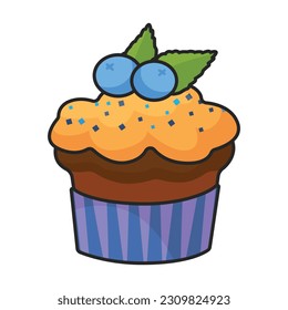 Cupcake vector icon.Color vector icon isolated on white background cupcake.