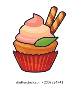 Cupcake vector icon.Color vector icon isolated on white background cupcake.