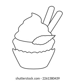 Cupcake Vektorsymbol.Outline Vektorsymbol einzeln auf weißem Hintergrund Cupcake.