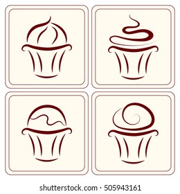 Cupcake vector icons