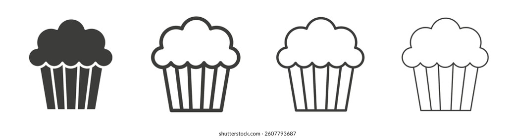 Cupcake vector icons in black and blue colors