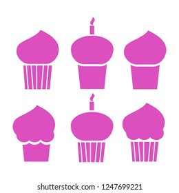 Cupcake vector icons. Dessert cupcake baking signs
