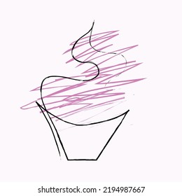 Ilustración vectorial de Cupcake. Icono. Esbozo. Logo de Sweet