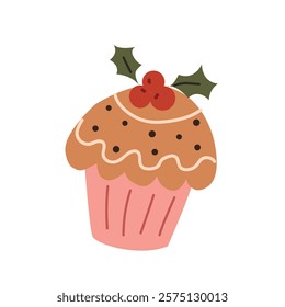 cupcake vector illustration . christmas cupcake