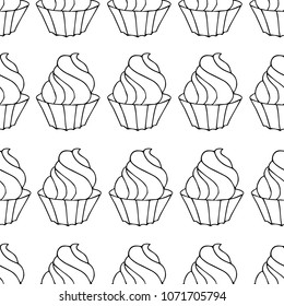 Cupcake vector illustration. Dessert doodle style. Concept for your web site mobile app logo. Sweet card hand drawn.